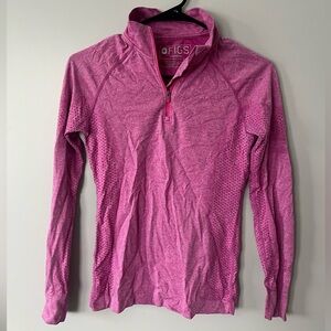 Figs Vibrant Pink under scrub quarter zip